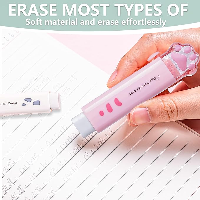 Daphilly Retractable Eraser for Pencils Cute Cat Erasers Pink Kawaii Erasers - Image 6