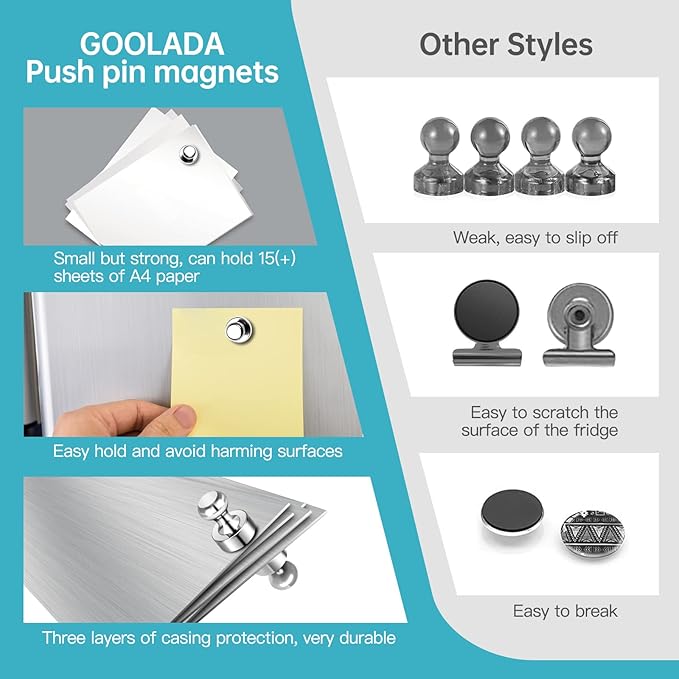 Pack of 16 Silver Refrigerator Magnets Strong Fridge Magnets - Image 7