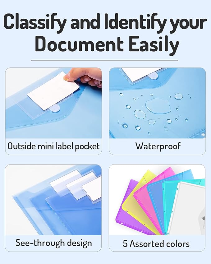 Forvencer Binder Pocket, 5 Pack Super Heavyweight Poly Binder Pocket - Image 6