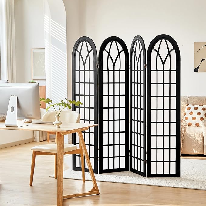 4 Panel Japanese Room Divider, Fully Assembled Wooden Privacy Screen, Shoji - Image 6
