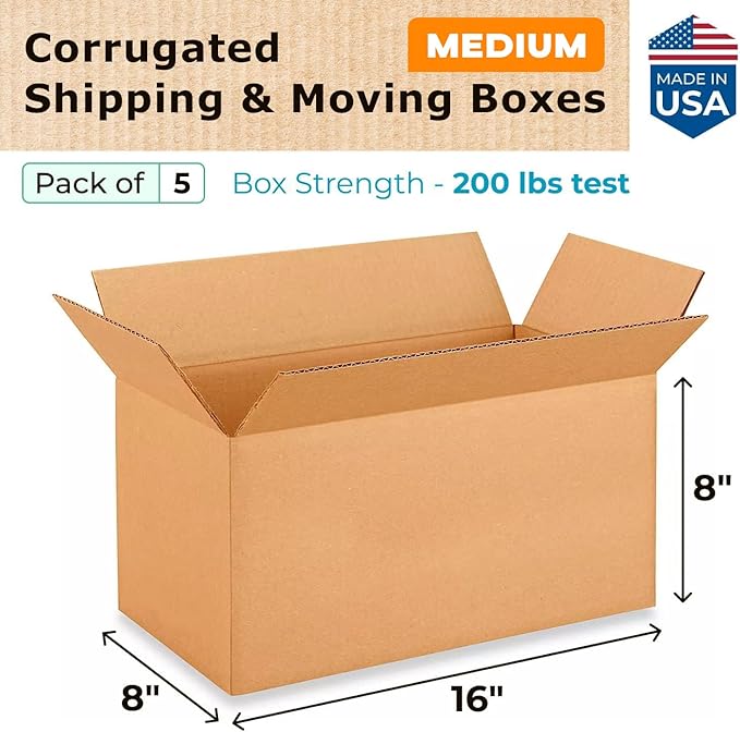 Medium Moving & Shipping Boxes 16 x 8 x 8 inches - Image 2