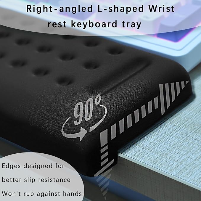 Pack of 2 L-Shaped Wrist Rest Keyboard, Memory Foam Arm Rest Desk, Ergonomic - Image 3