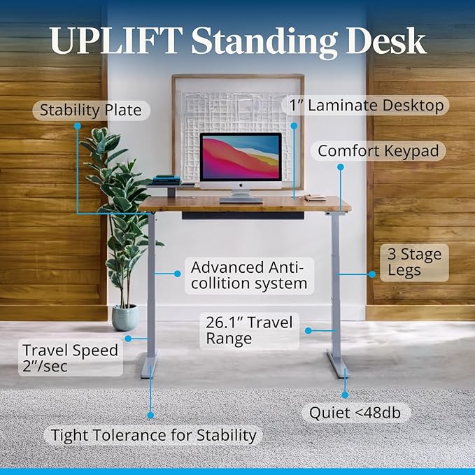 UPLIFTDESK V3 2-Leg Walnut Laminate Wood Standing Desk – Adjustable Height - Image 3