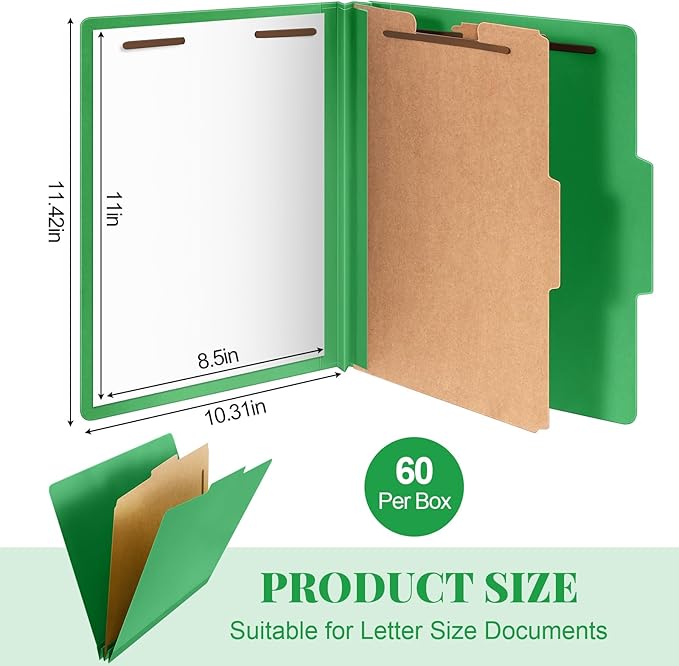 Skyygemm 60 Pcs Classification Folders Letter Size, 1 Divider Pressboard File - Image 2