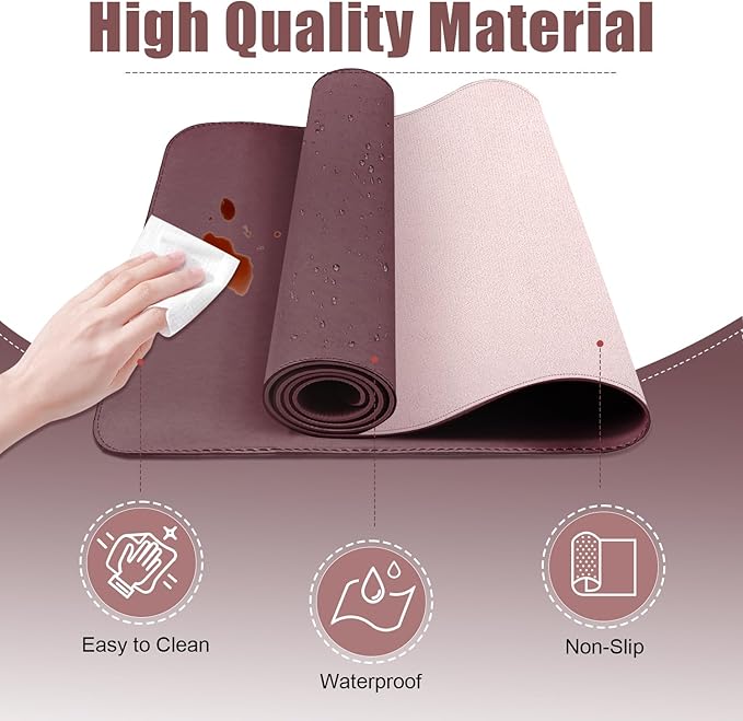 Leather Desk Pad Protector, 39.4'' X 17'' Large Mouse Pad, Office Desk Mat - Image 3