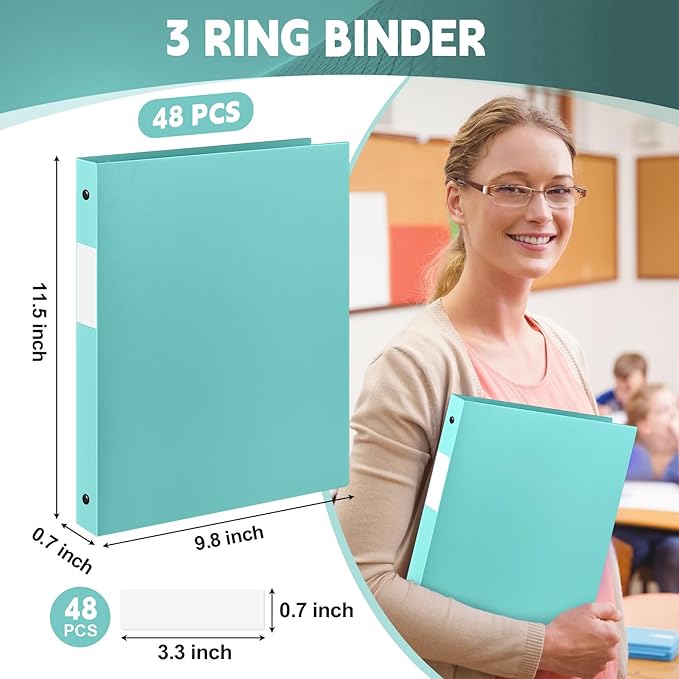 Henoyso 48 Pcs 3 Ring Binder 0.5 Inch Round Fits Letter Size 8.5'' x 11'' Paper - Image 2