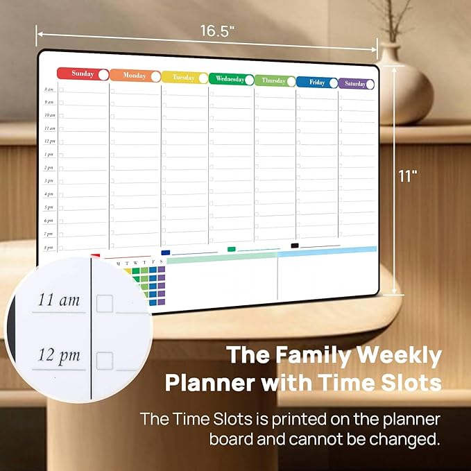 POPRUN Dry Erase Board Magnetic Weekly Calendar Whiteboard - Image 2