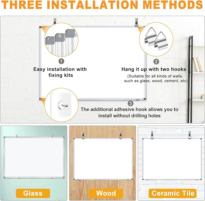 H-Qprobd Magnetic Whiteboard 24" x 18" Dry Erase White Board - Image 3