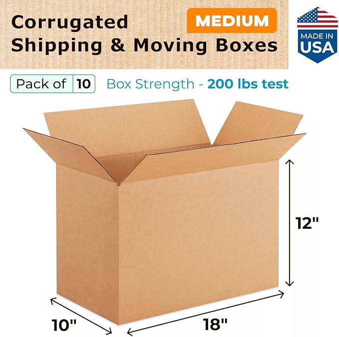 Medium Shipping & Moving Boxes 18x10x12 inches - Image 2