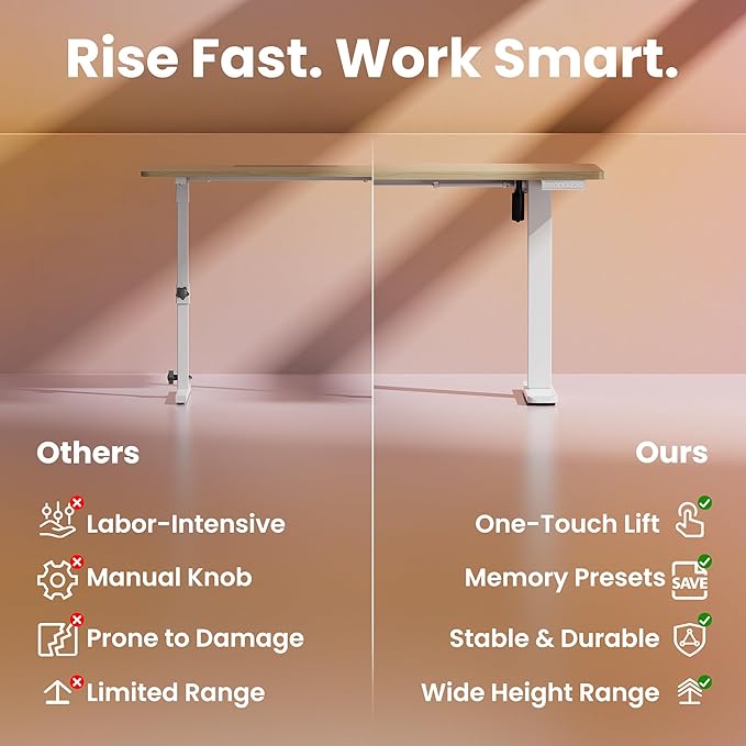 HUANUO 63 x 28 inch Electric Standing Desk Adjustable Height, 4 Memory Height - Image 6
