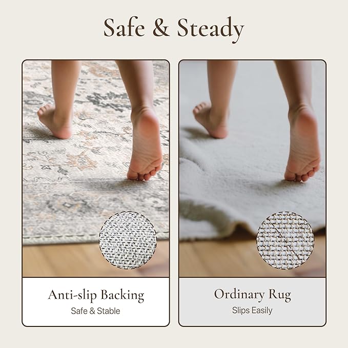 GENIMO 29"x17" Area Rugs for Living Room, Machine Washable Non Slip Vintage Rugs - Image 7