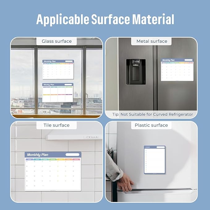 Loukin 17"x11.8" Monthly Dry Erase Calendar, Electrostatic Clings to All Shiny - Image 5