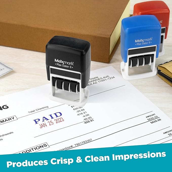 MaxMark Self-Inking Rubber Date Office Stamp - Image 3