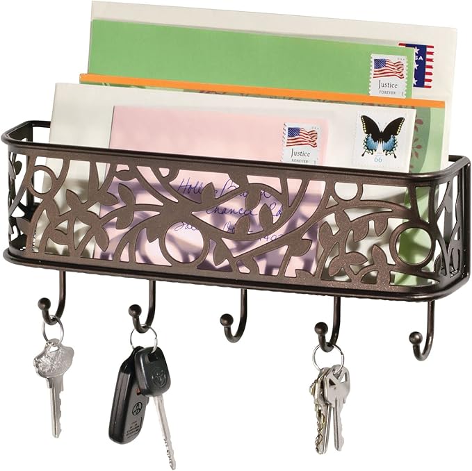 mDesign Wall Mount Metal Entryway Storage Organizer Mail Sorter Basket - Image 6