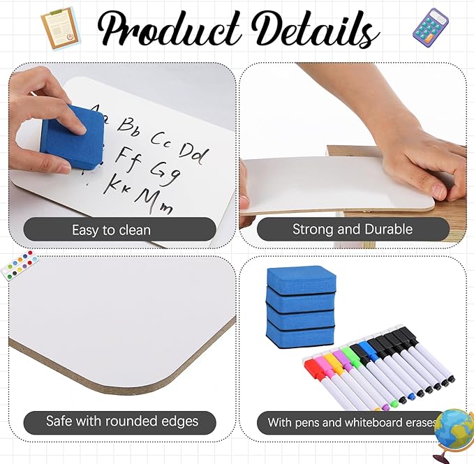 Affrolling 36 Sets Small Whiteboard Dry Erase Boards 5" x7'' Mini Double Sided - Image 3