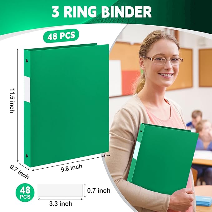 Henoyso 48 Pcs 3 Ring Binder 0.5 Inch Round Fits Letter Size 8.5'' x 11'' Paper - Image 2