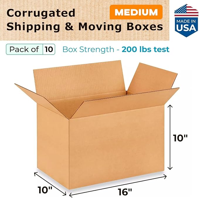 Medium Shipping & Moving Boxes 16x10x10 inches - Image 2