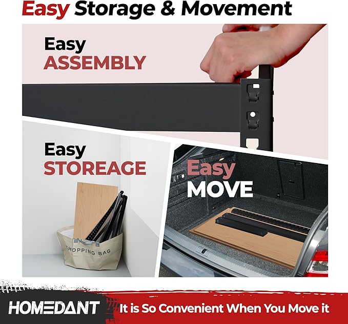 HOMEDANT 5 Tier Storage Shelves Adjustable Laminated Boltless Garage Metal - Image 7
