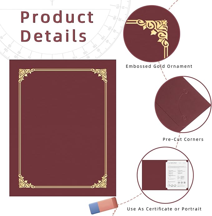 HAUTOCO 10 Packs Certificate Holders, Burgundy Diploma Holders, Document Award - Image 3