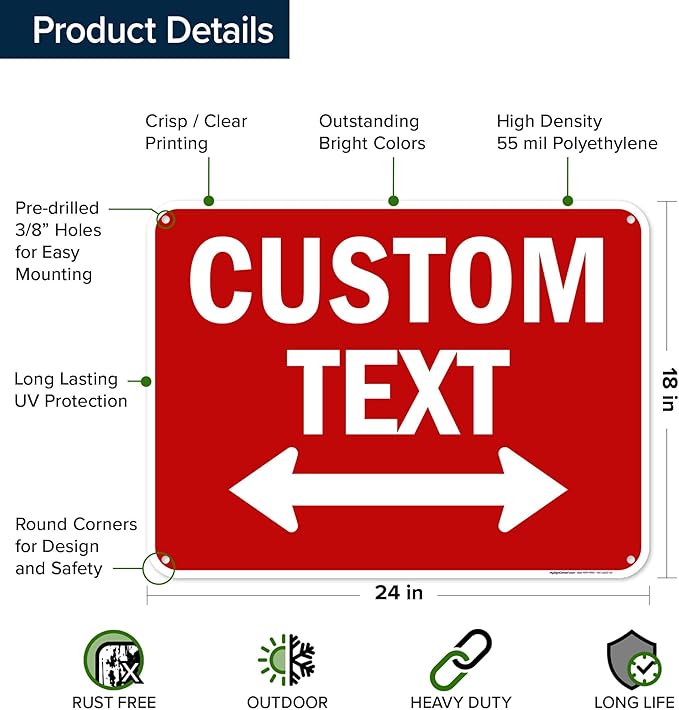 Custom Arrow, Custom Directional Sign, Two way Arrow, 18x24 Inches, 55 mil - Image 6