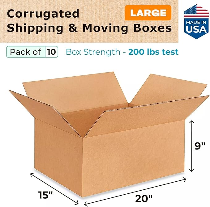 Large Moving & Shipping Boxes 20x15x9 inches - Image 2