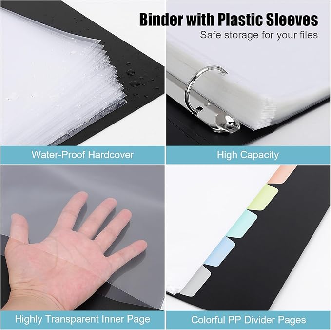 Uquelic 50-Pocket Binder with Plastic Sleeves - Image 3