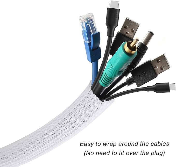 CrocSee 25ft - 1.25 inch Braided Cable Management Sleeve Cord Protector - - Image 2
