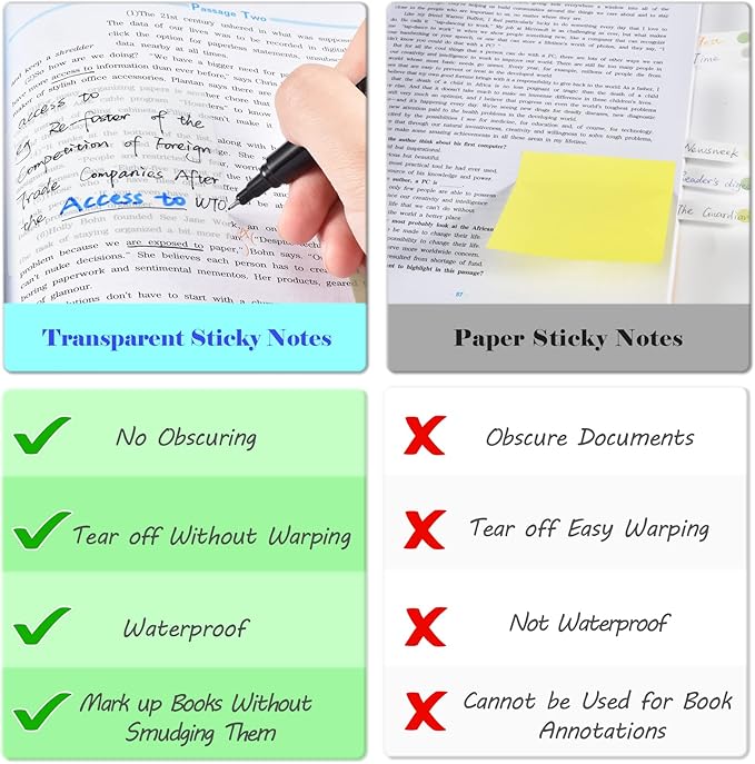 BAYTORY 700 Sheets Pastel Transparent Sticky Notes, Self-Adhesive Translucent - Image 6