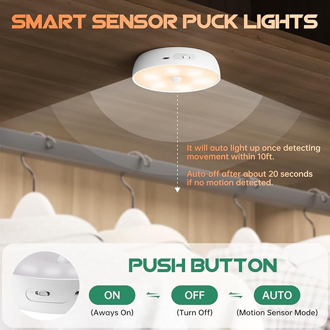 Motion Sensor Step Lights, 8 Colors Changeable RGB LED Closet Lights, USB - Image 7