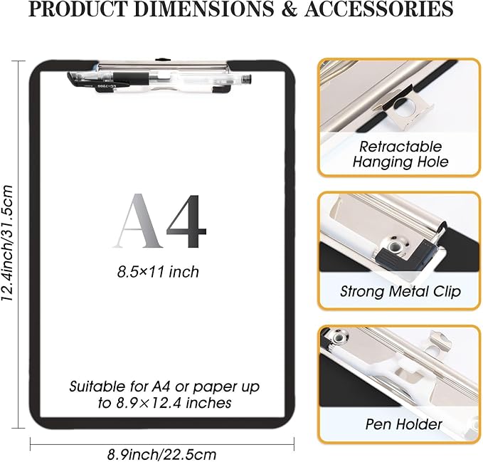 TFDLCG zm 2 PCS Clip Boards 8.5x11, Standard Letter Size A4, Heavy Duty - Image 3