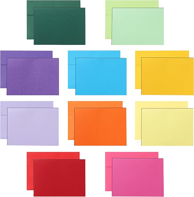 Silunkia 10 Assorted Colors Blank Flat Cards and Envelopes 5 x 7 Heavyweight by Silunkia