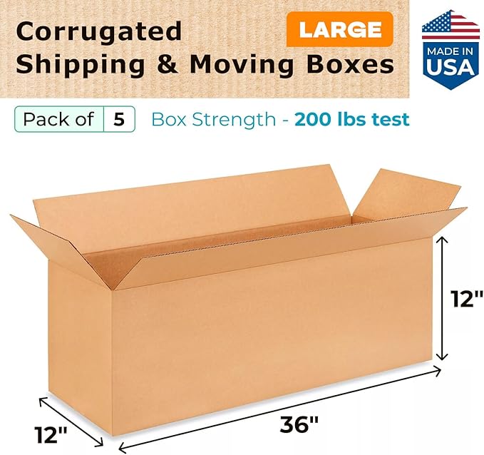 Exrta Large Shipping & Moving Boxes 36 x 12 x 12" - Image 2