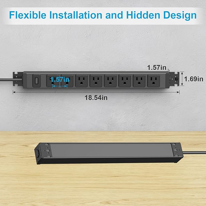 HHSOET Metal 360° Rotating Mountable Power Strip, 8 Outlet Gaming Table Mounted - Image 4