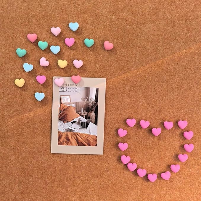 Aoxsie 28pcs Decorative Push Pins Multicolored Heart Thumbtacks Thumb Tacks - Image 3
