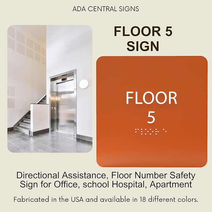 Modern Olive ADA Floor 5 Sign - Image 6