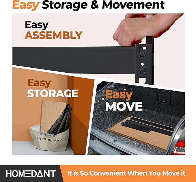 HOMEDANT 5 Tier Storage Shelves Adjustable Laminated Boltless Garage Metal - Image 7