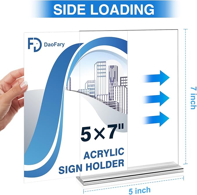 Daofary Acrylic Sign Holder 5 x 7 Inches 6 Pack, Double-Sided Stand up Table - Image 2