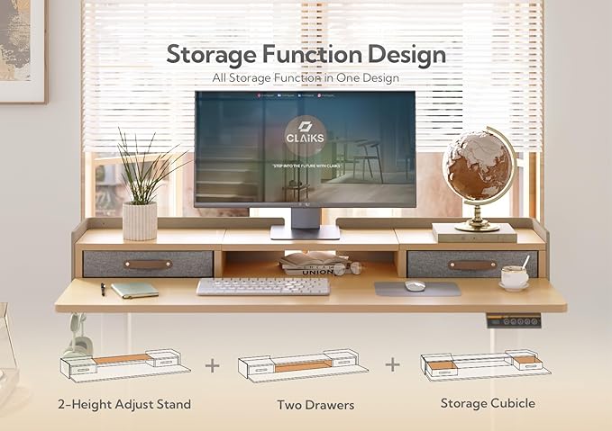 Claiks Standing Desk with Drawers, Adjustable Stand Up Electric Standing Desk - Image 4