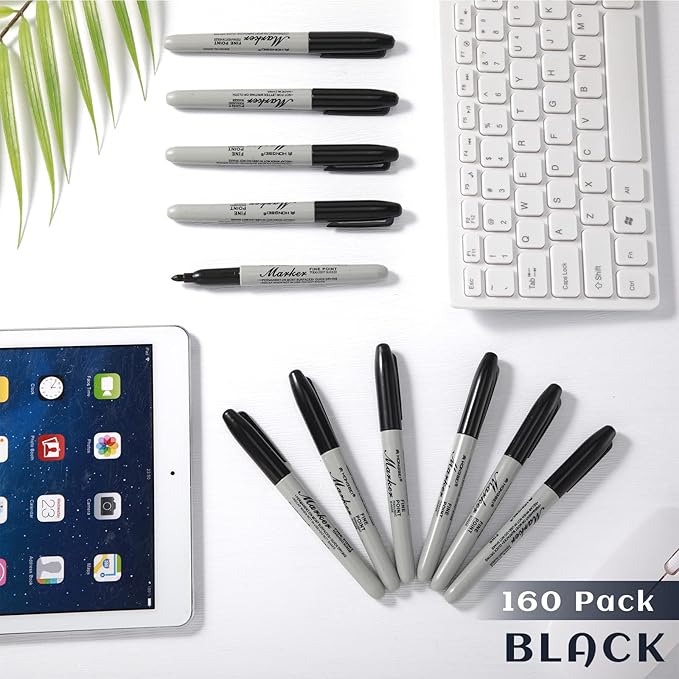 Thenshop 160 Pack Black Permanent Markers Bulk - Image 5