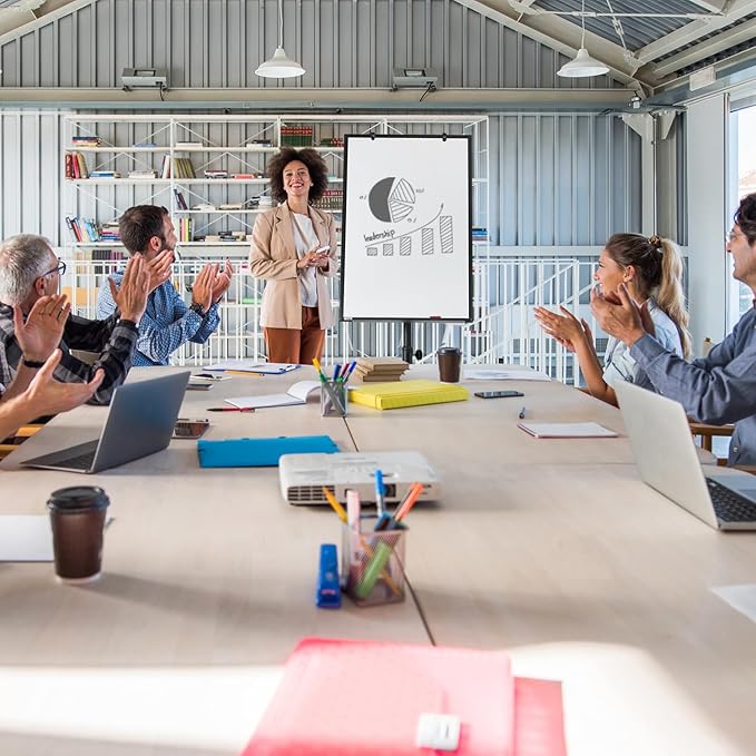 Mobile Whiteboard, 36” x 24” Magnetic Portable White Board on Wheels, Height - Image 6