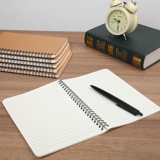 miikoul 100 Packs A5 Spiral Lined Notebooks, Kraft Paper Cover, 60 Sheets/120 - Image 5