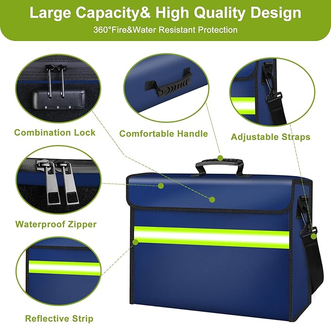 Fireproof Money Bags with Lock-6500°F Fireproof Document Box, 10 Layers - Image 5