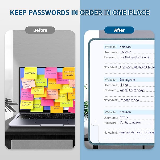 Password Keeper Book with Alphabetical Tabs，4.3"x5.7" Small Password Books - Image 5