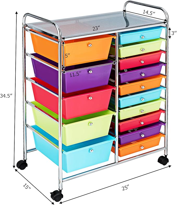 GOFLAME 15-Drawer Rolling Storage Cart, Craft Storage Cart - Image 3