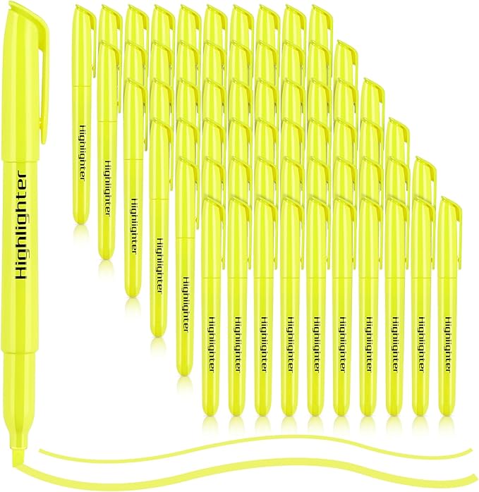 KIZZYEA Highlighters, 60 Pack Yellow Highlighters Bulk, Bright Color Chisel Tip - Image 8