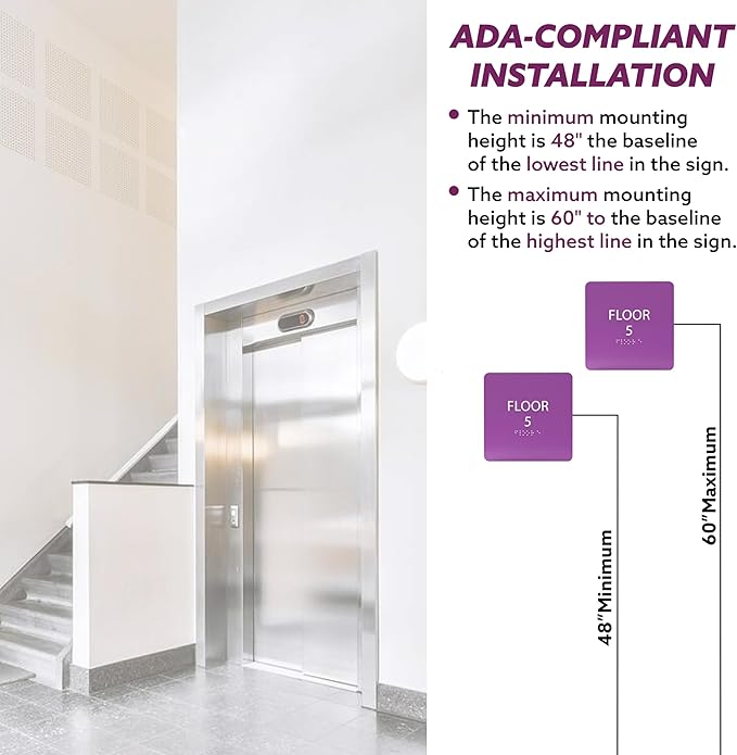 Grey w/Black ADA Floor 5 Sign - Image 4
