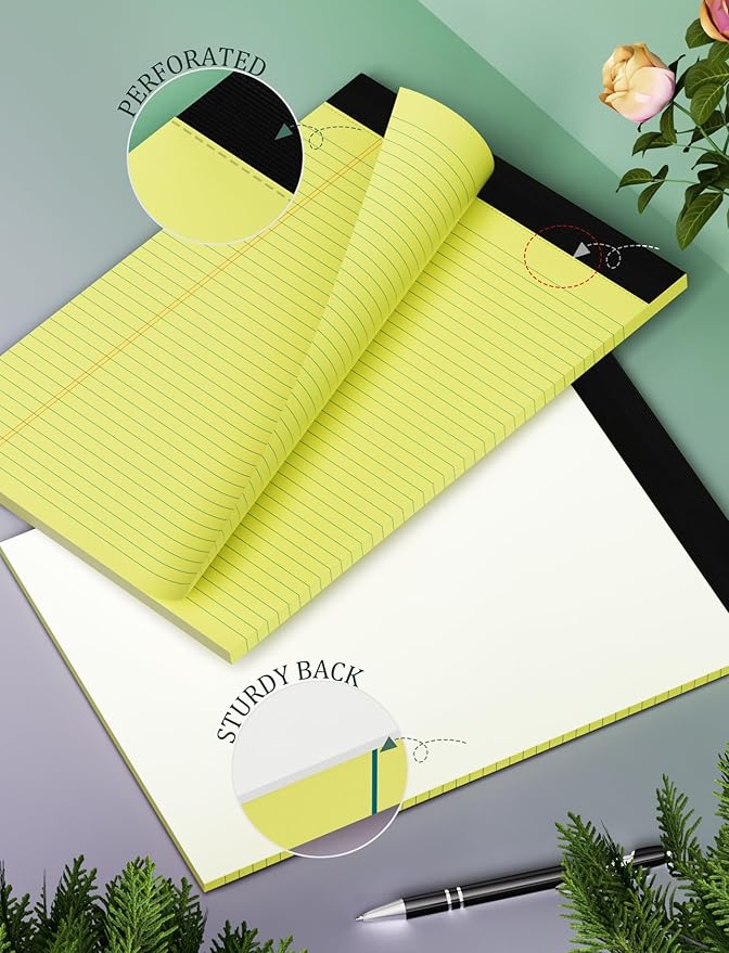 6 Pack Yellow Legal Pads 8.5 x 11 College Ruled Lined Writing Note Pads 8.5 x - Image 3