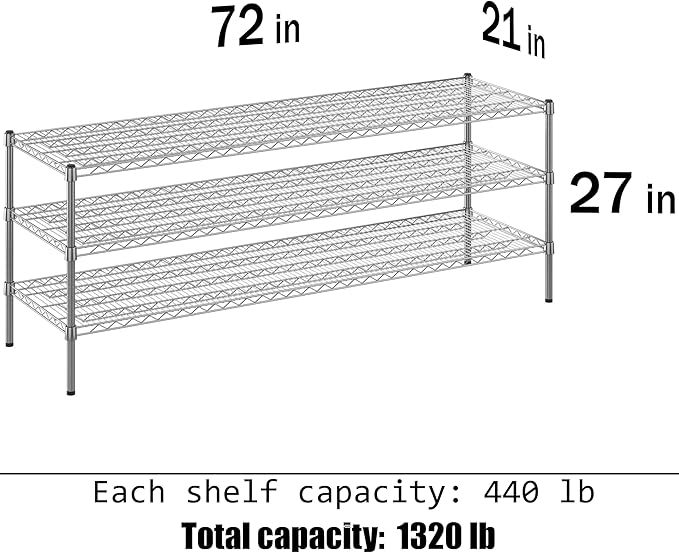 Regal Altair 21" Deep x 72" Wide x 27" Height Wire Shelving Kit | 3-Tier | NSF - Image 3