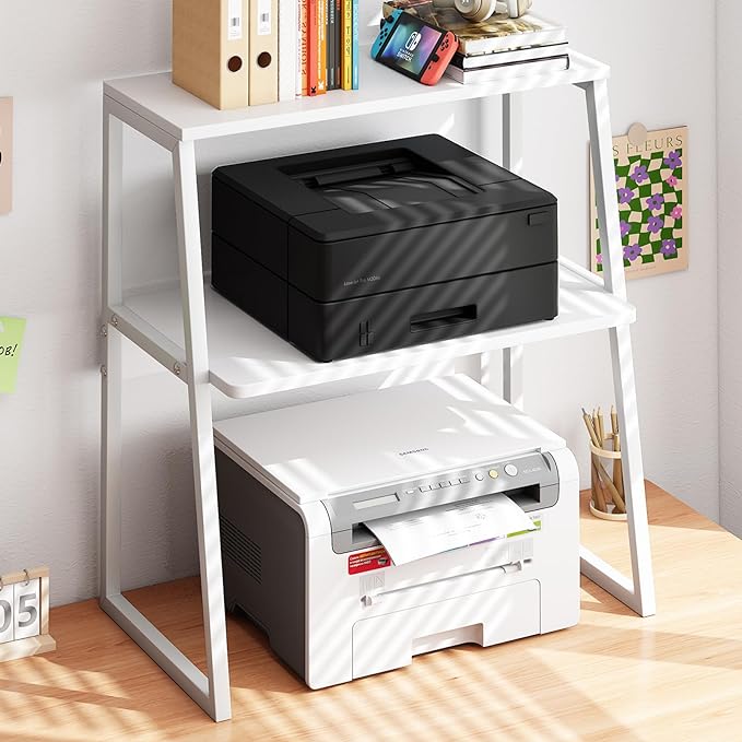 Arbuxzuy Printer Stand for Desk, Desktop Printer Shelf, 3 Tier Desk Shelf for by Arbuxzuy
