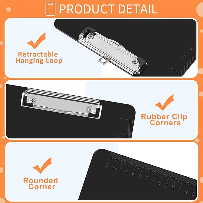 Black Clipboards, PANDRI 12 Pack Plastic Black Clipboards - Image 4
